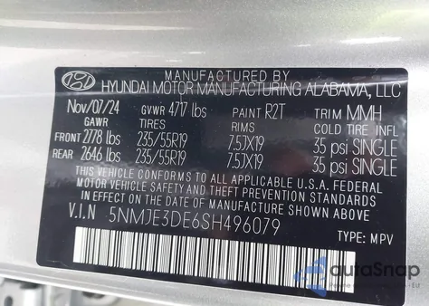 2025 Hyundai Tucson Limited z USA, uszkodzony, nr VIN 5NMJE3DE6SH496079